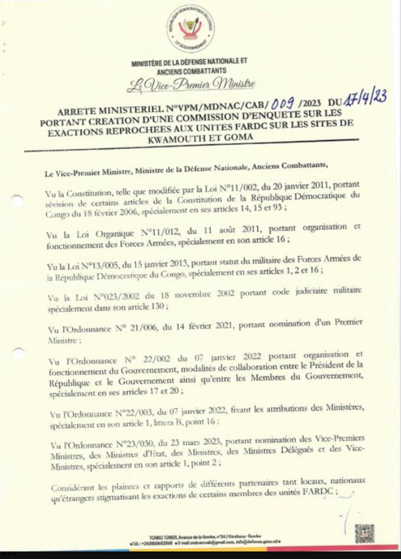 RDC-Insécurité à Kwamouth : Le VPM Jean-Pierre Bemba A Signé Un Arrêté ...