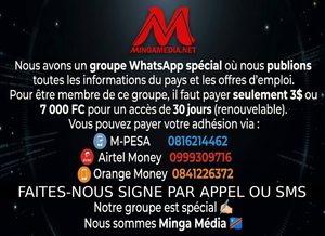 Groupe WhatsApp d'actualité en RDC et des offres d'emploi 